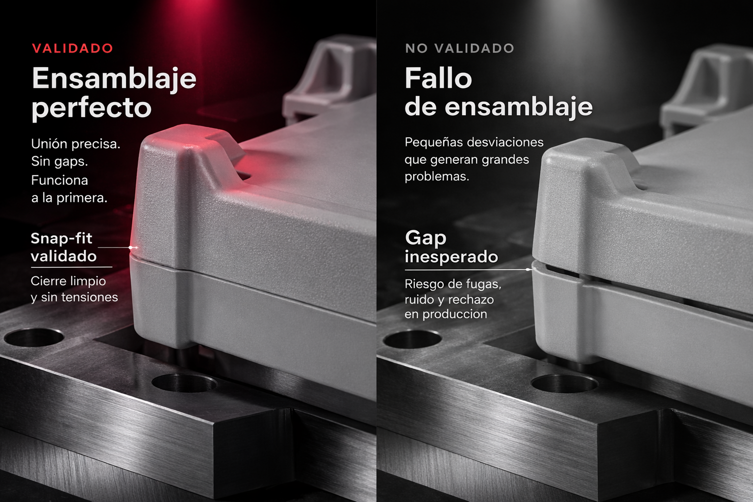 Validación de ensamblaje de piezas inyectadas en fase prototipo antes del molde de serie