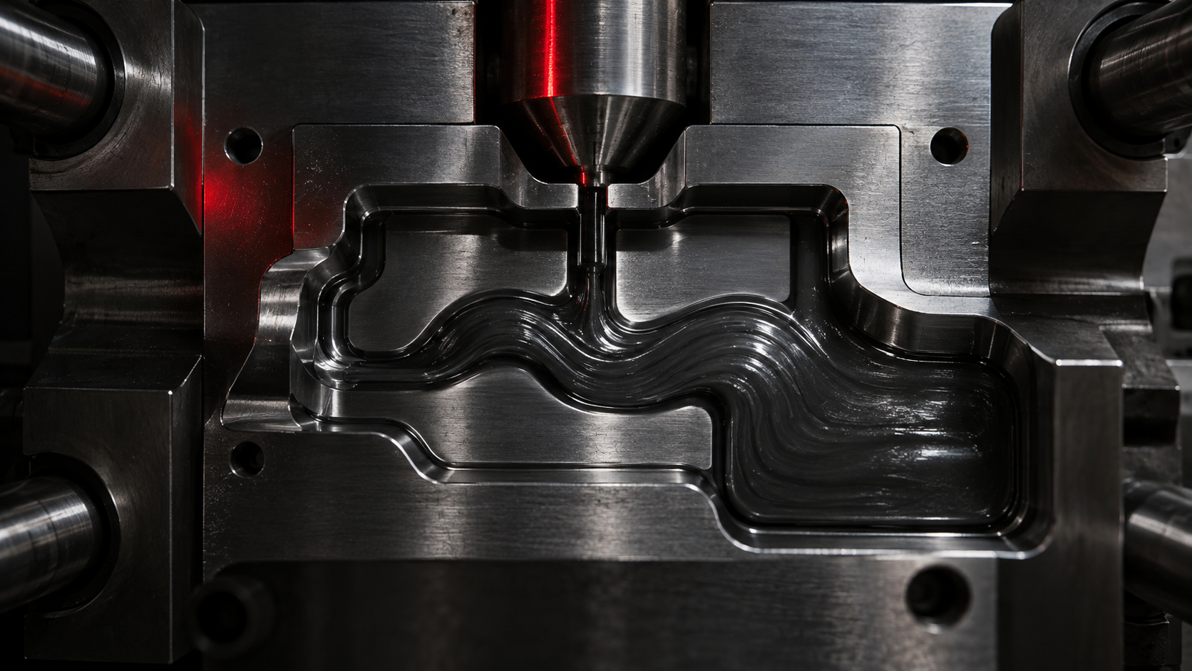 Jetting flow pattern inside an injection mould