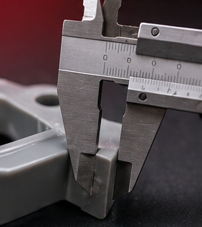 Detalle de pieza inyectada para evaluar respuesta mecánica y dimensional en componente médico