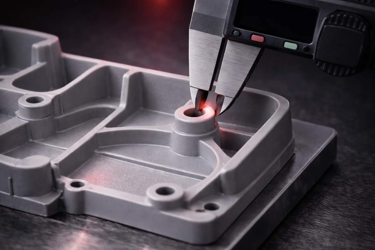 Caliper measurement of an injection-moulded plastic part for process validation