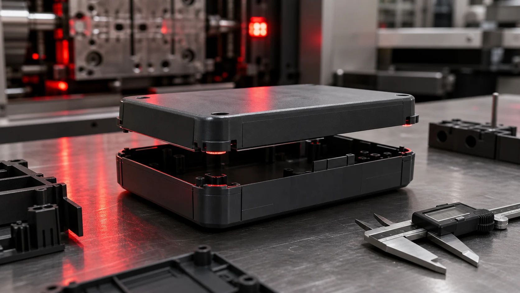 Injection-moulded plastic assembly with functional gap and tolerance stack-up measurement