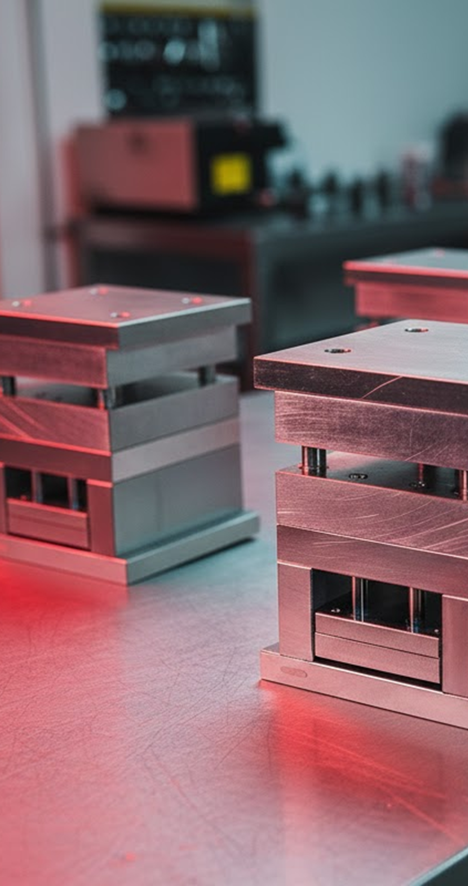 Postizos de molde prototipo sobre mesa industrial — Pilot2Plant ITM